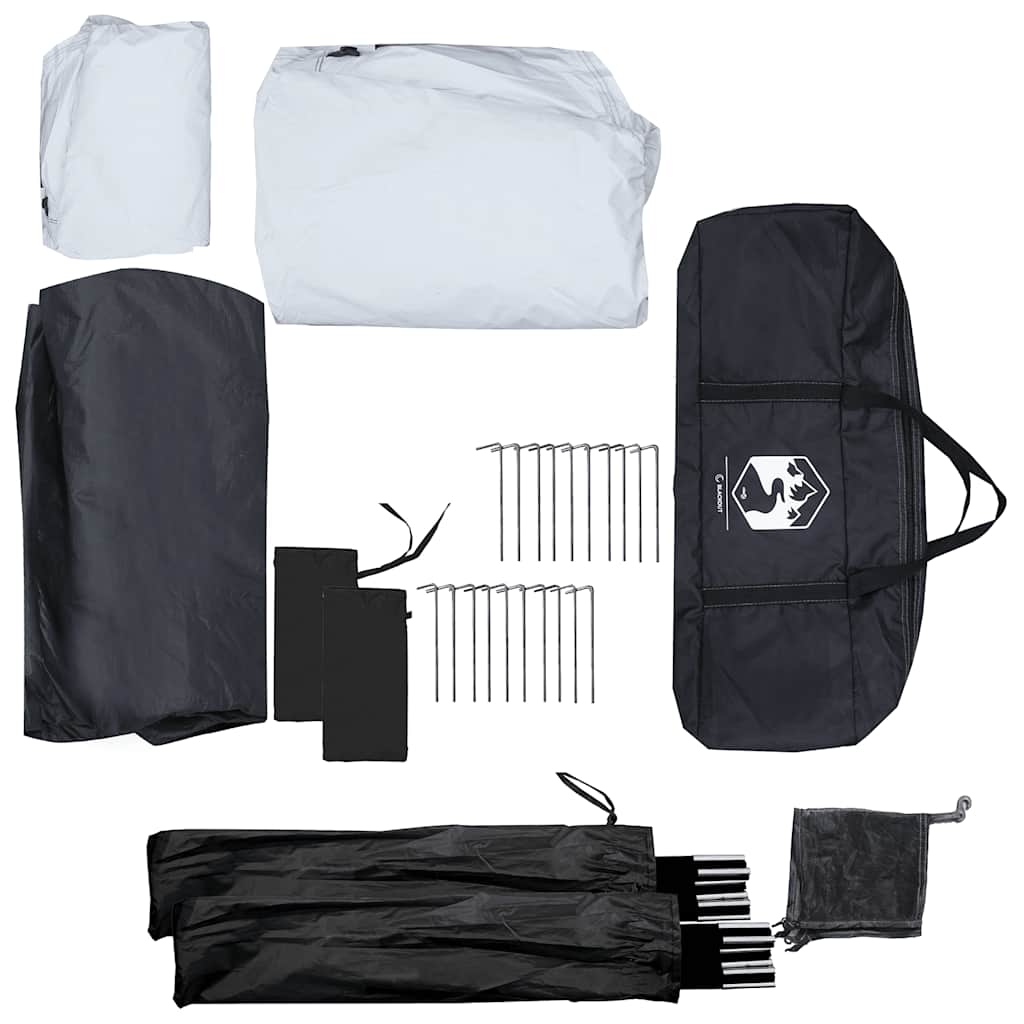 Detail van de accessoires van de vidaXL 5-persoons tent, inclusief stokken en haringen.