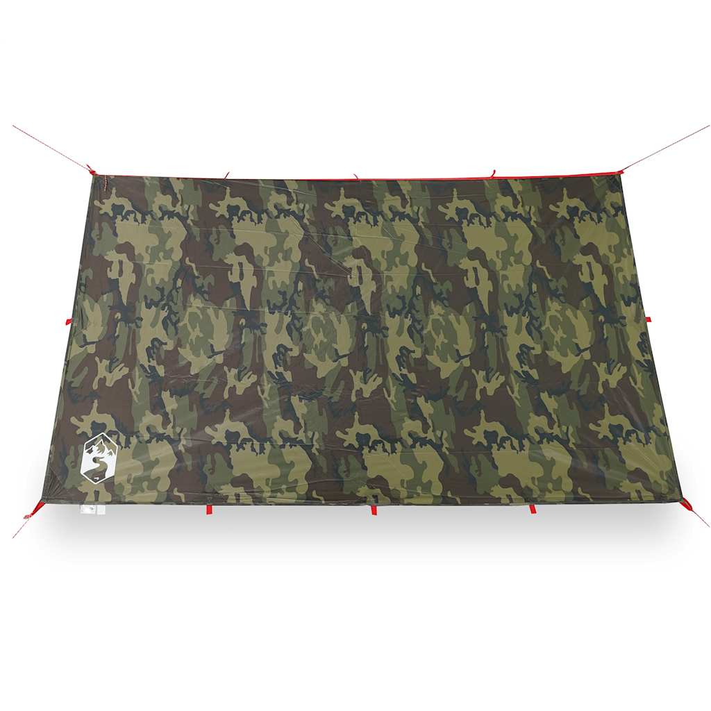 Detail van de camouflage kampeerluifel van vidaXL, met waterdichte taftmateriaal.