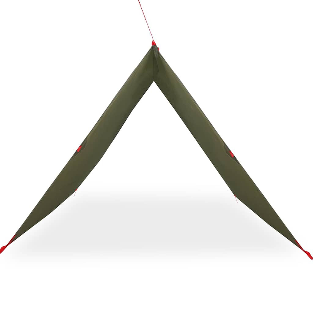 Detail van de olijfgroene vidaXL kampeerluifel, zijaanzicht met bevestigingspunten.