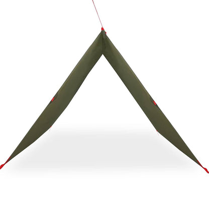Detail van de olijfgroene vidaXL kampeerluifel, zijaanzicht met bevestigingspunten.
