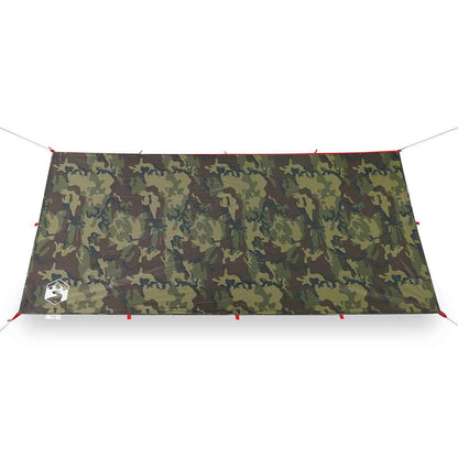 Detail van de camouflage kampeerluifel van vidaXL, met waterdichte taftmateriaal.