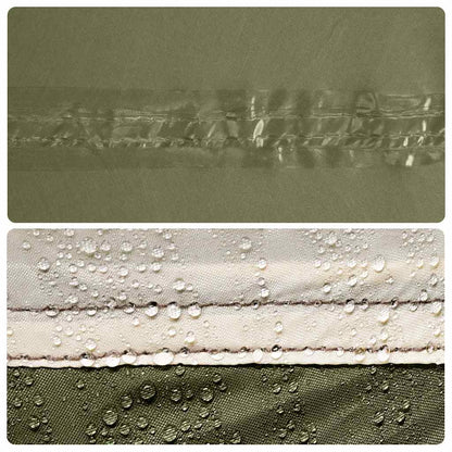 Detail van het waterdichte taftmateriaal van de vidaXL kampeerluifel in olijfgroen.