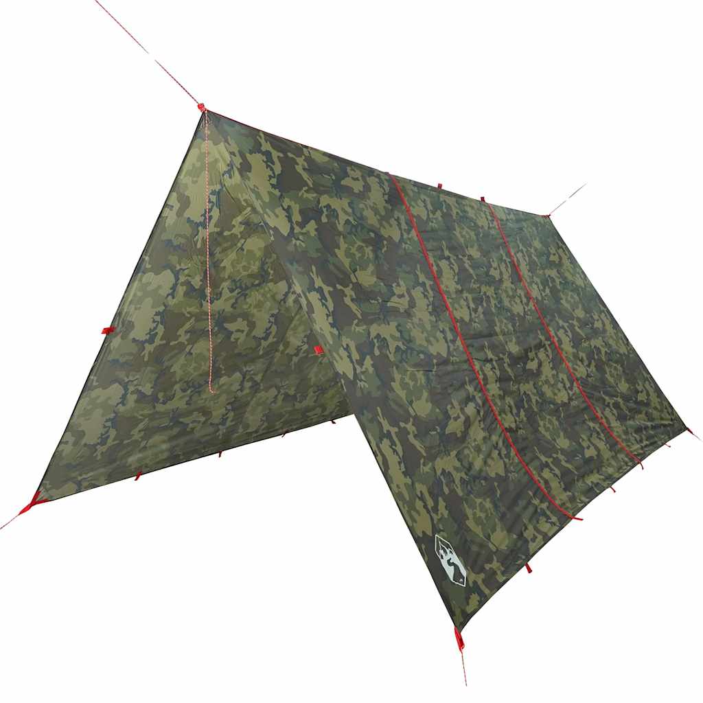 Detail van de vidaXL kampeerluifel in camouflage, met stevige bevestigingspunten en waterdichte coating.