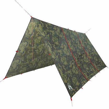 Detail van de vidaXL kampeerluifel in camouflage, met stevige bevestigingspunten en waterdichte coating.