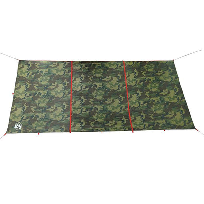 Detail van de vidaXL kampeerluifel in camouflage, met waterdichte taftmateriaal en bevestigingspunten.