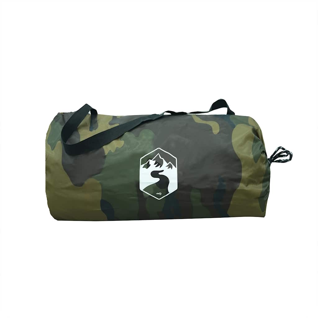 Camouflage opbergtas voor de vidaXL kampeerluifel met merklogo.