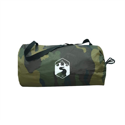 Camouflage opbergtas voor de vidaXL kampeerluifel met merklogo.