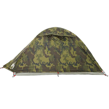 Zijaanzicht van de vidaXL 2-persoons koepeltent in camouflagekleur.