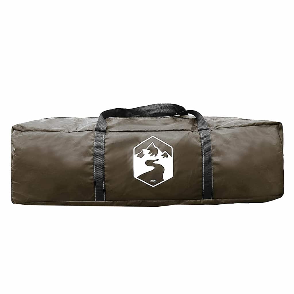 Bruine vidaXL koepeltent, ingepakt in een stevige tas met handvat.
