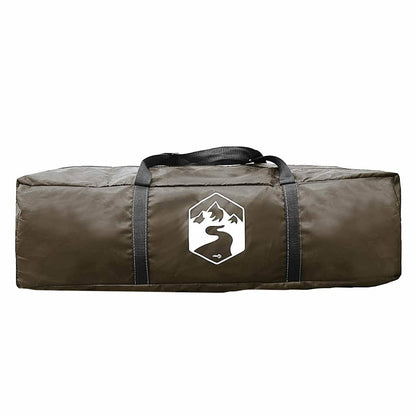 Bruine vidaXL koepeltent, ingepakt in een stevige tas met handvat.