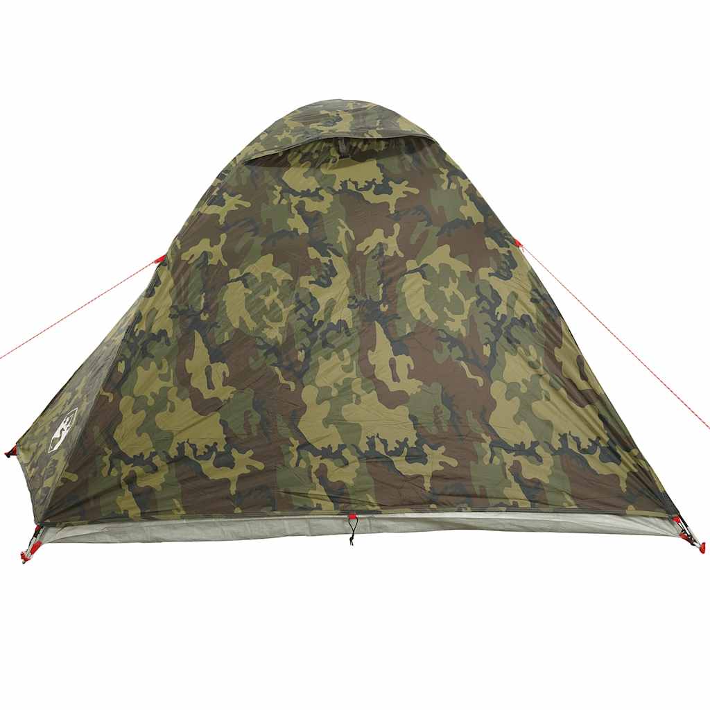 Detail van de vidaXL koepeltent in camouflage, zijaanzicht met waterdichte stof.