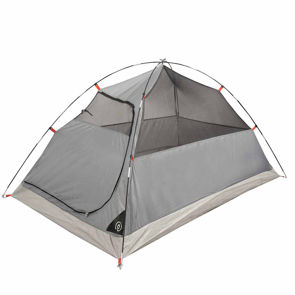 Detail van de vidaXL koepeltent met waterdichte grijze bekleding en ventilatieroosters.