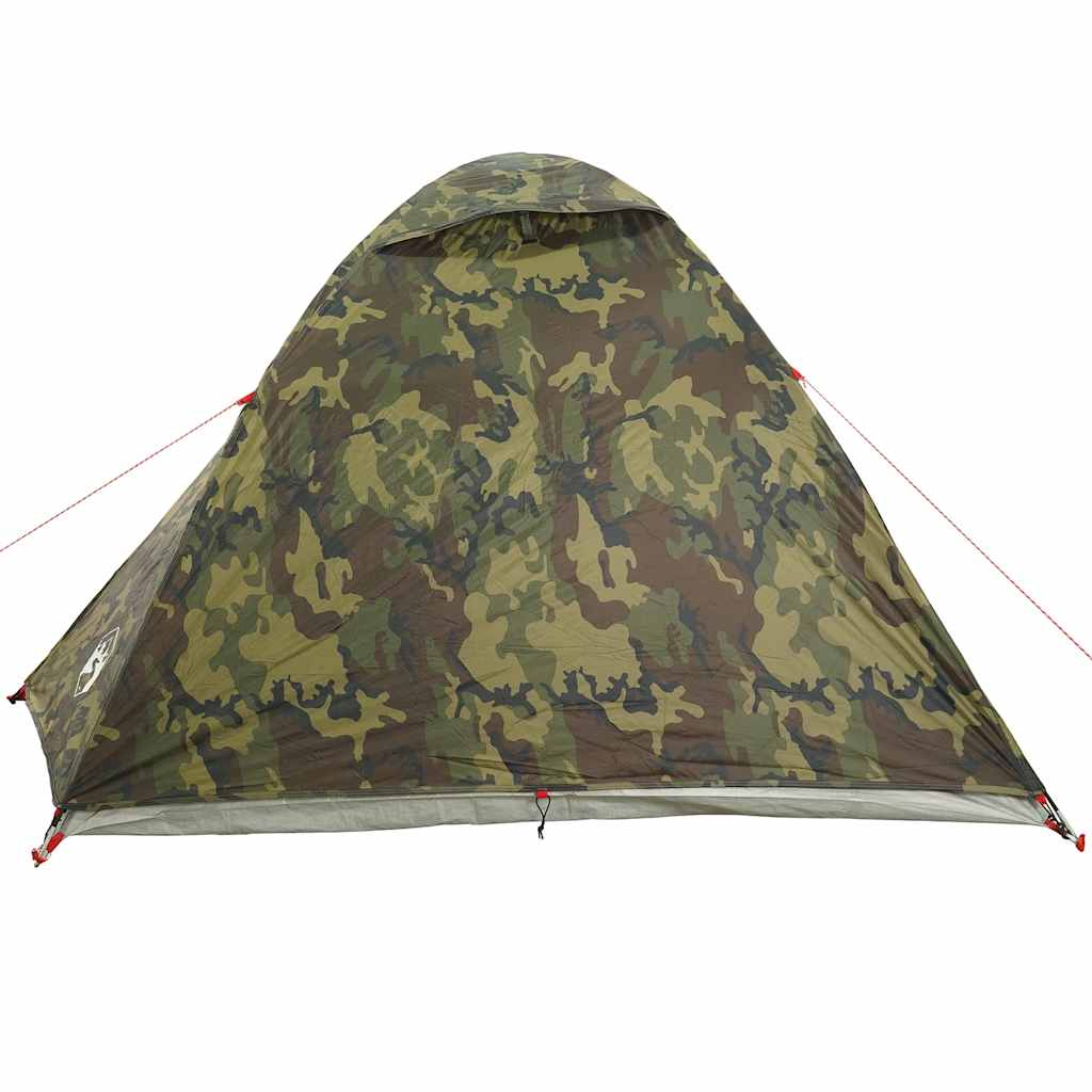 Detail van de vidaXL koepeltent in camouflage met waterdichte bovenkant en ventilatieopening.