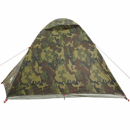 Detail van de vidaXL koepeltent in camouflage met waterdichte bovenkant en ventilatieopening.