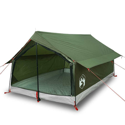 Detail van de olijfgroene vidaXL tent met open ingang en waterdichte afwerking.