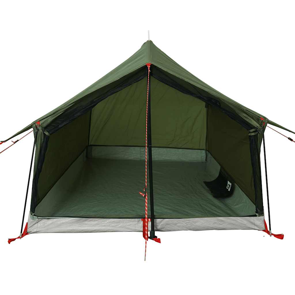 Detail van de olijfgroene vidaXL tent met open ingang en goede ventilatie.