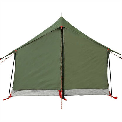 Detail van de achterkant van de vidaXL 2-persoons tent in olijfgroen met ventilatieroosters.