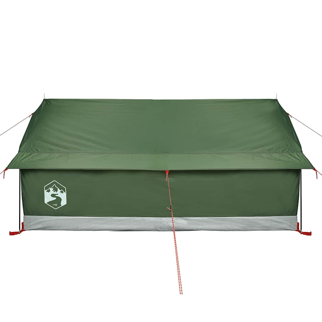 Detail van de olijfgroene vidaXL 2-persoons tent met waterdichte bovenkant.