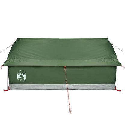 Detail van de olijfgroene vidaXL 2-persoons tent met waterdichte bovenkant.