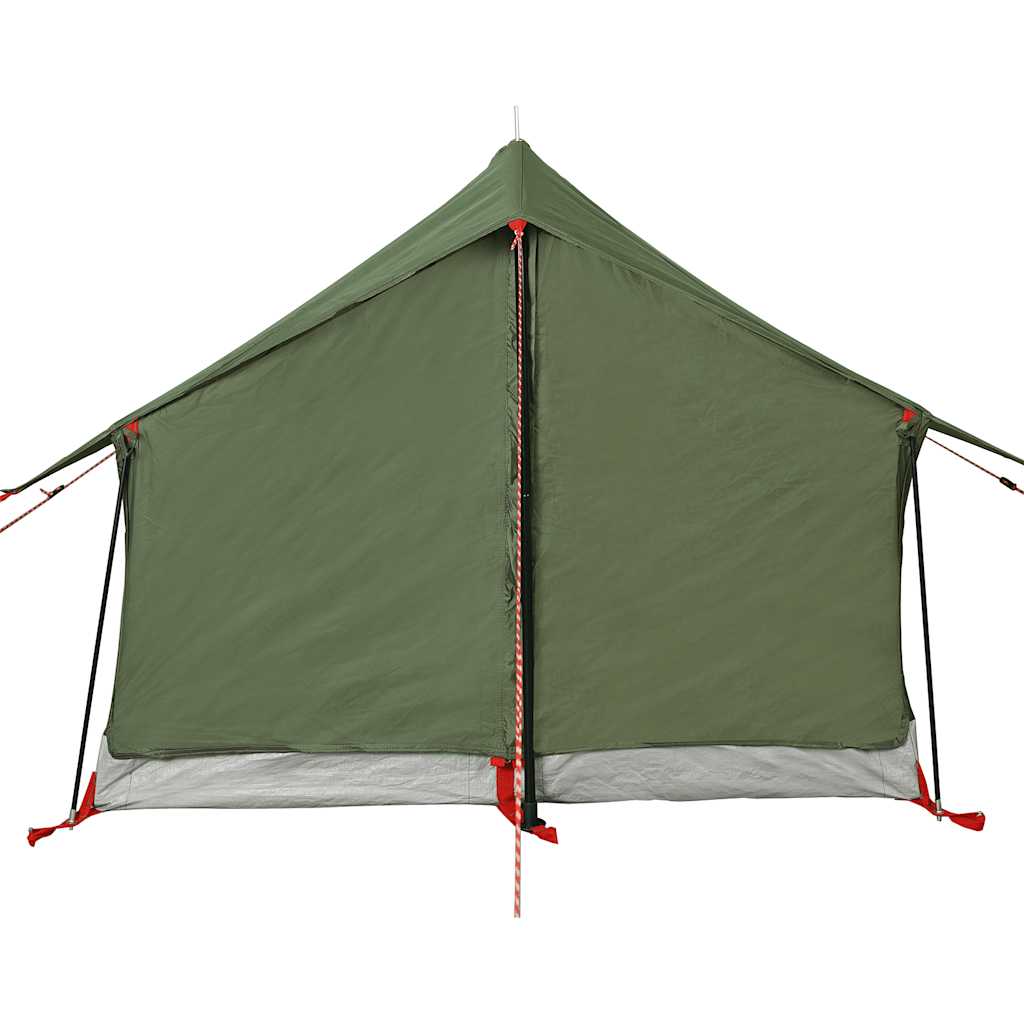 Detail van de olijfgroene vidaXL tent met waterdichte zijwand en ventilatieroosters.