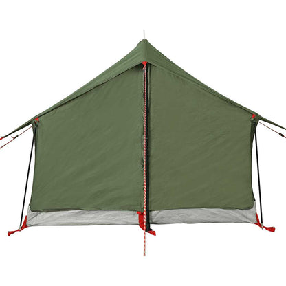 Detail van de olijfgroene vidaXL tent met waterdichte zijwand en ventilatieroosters.
