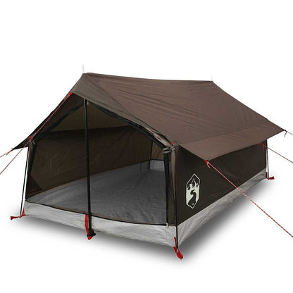 Detail van de vidaXL 2-persoons tent in bruin, met open ingang en waterdicht ontwerp.