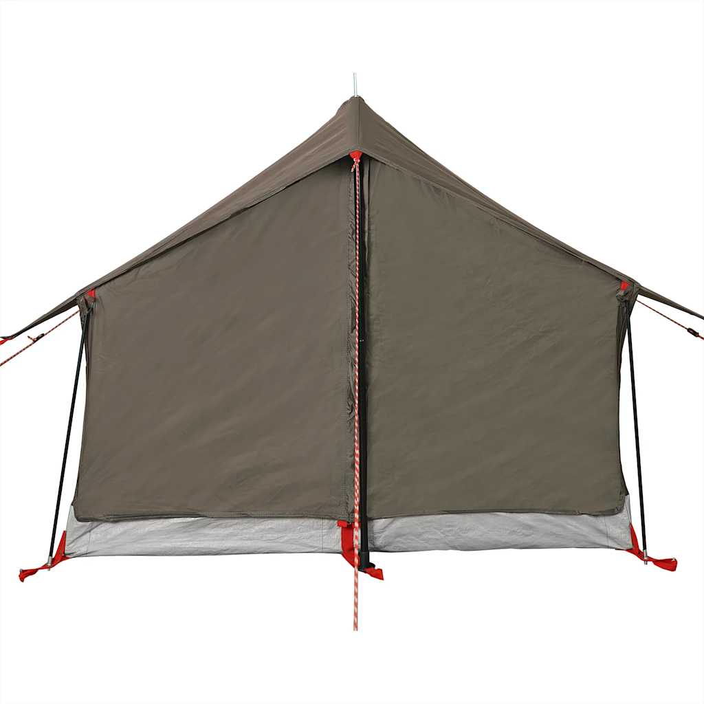 Zijaanzicht van de vidaXL 2-persoons tent, bruin met waterdichte bescherming.
