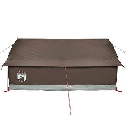 Detail van de bruin vidaXL 2-persoons tent met waterdichte bovenkant en zijvenster.