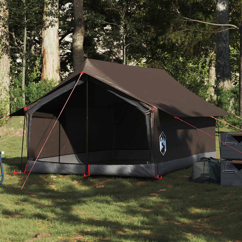 Bruine vidaXL 2-persoons tent met waterdicht ontwerp, zijaanzicht in de natuur.