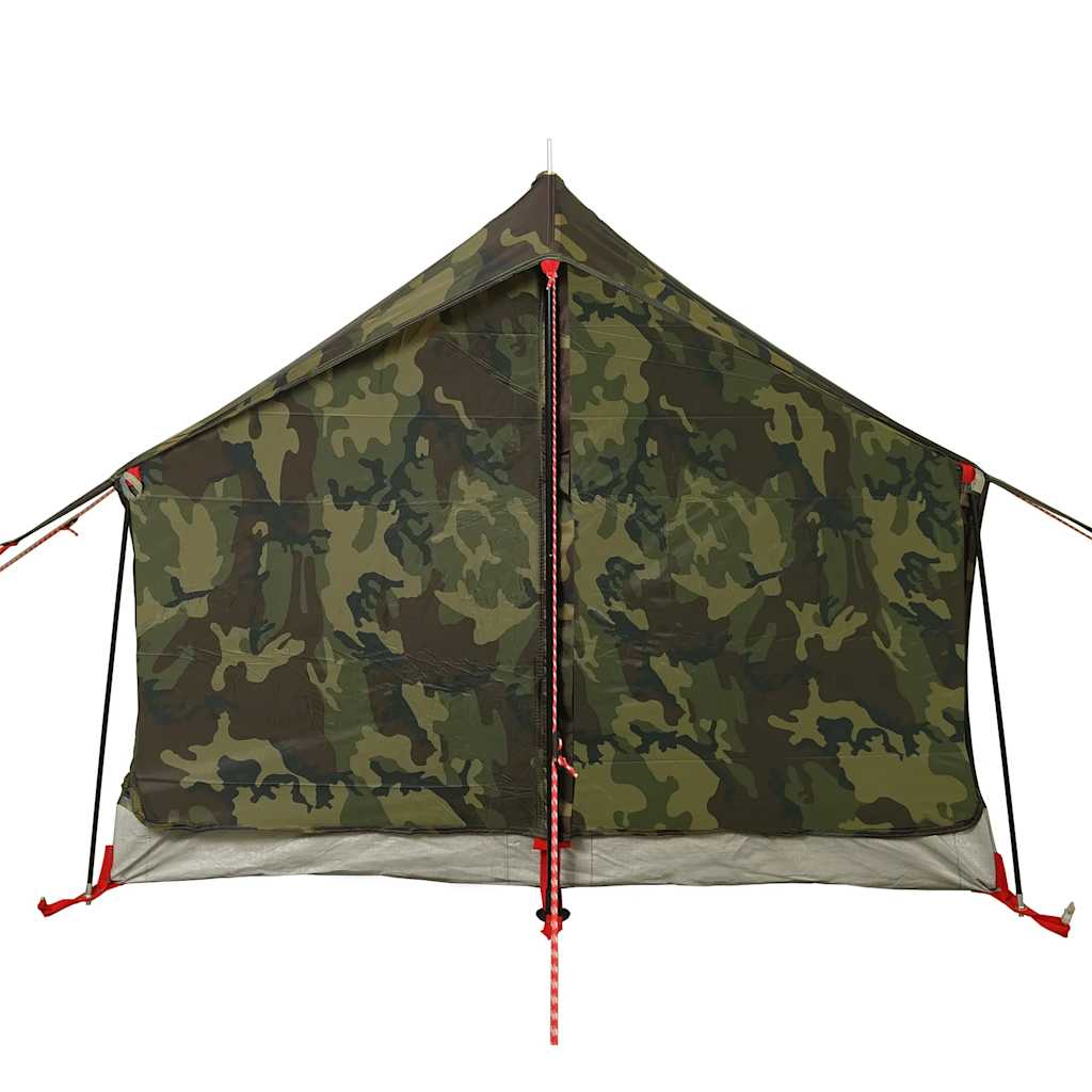 Detail van de camouflage achterzijde van de vidaXL 2-persoons tent met stevige bevestigingen.