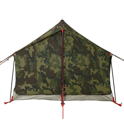 Detail van de camouflage achterzijde van de vidaXL 2-persoons tent met stevige bevestigingen.