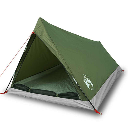 Detail van de vidaXL 2-persoons tent in olijfgroen met open ingang.