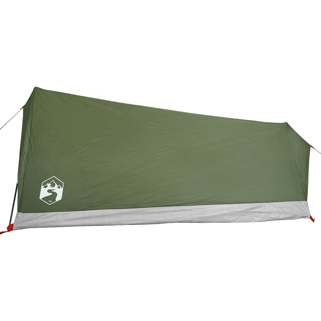 Detail van de olijfgroene vidaXL tent met waterdichte coating en ventilatiesysteem.