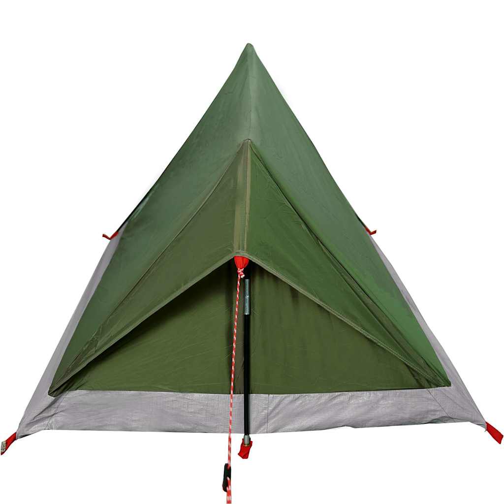 Detail van de tent vidaXL 2-persoons in olijfgroen, zijaanzicht met scherpe hoeken.