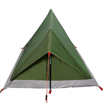 Detail van de tent vidaXL 2-persoons in olijfgroen, zijaanzicht met scherpe hoeken.