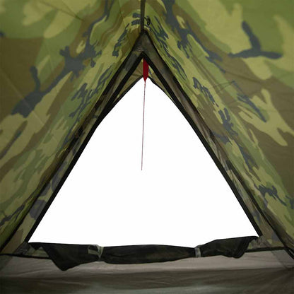 Detail van de camouflage tent vidaXL met zicht op het ventilatierooster.