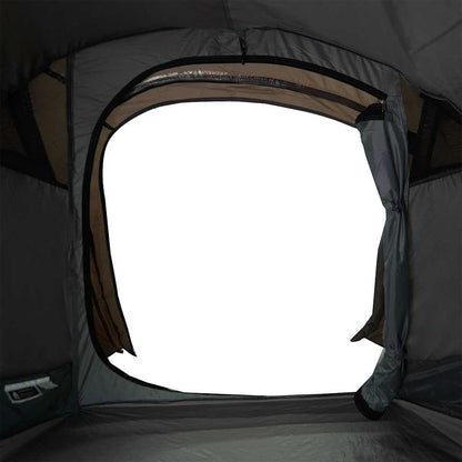 Detail van de ruime ingang van de vidaXL 3-persoons tunneltent met ventilatierooster.