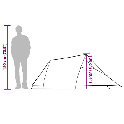 Detail van de vidaXL tunneltent met afmetingen en zijaanzicht van de tent.