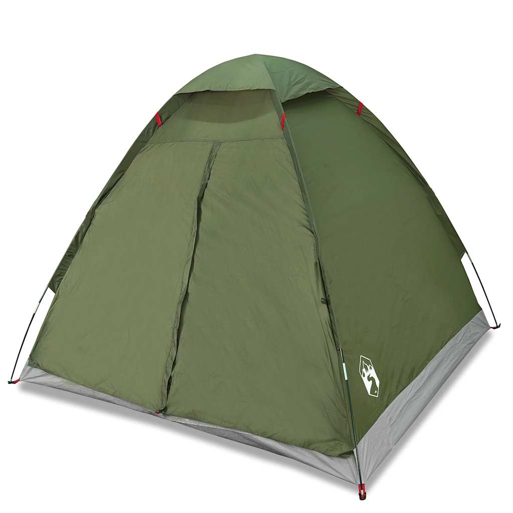 Detail van de olijfgroene vidaXL koepeltent met waterdichte buitenkant en ventilatierooster.