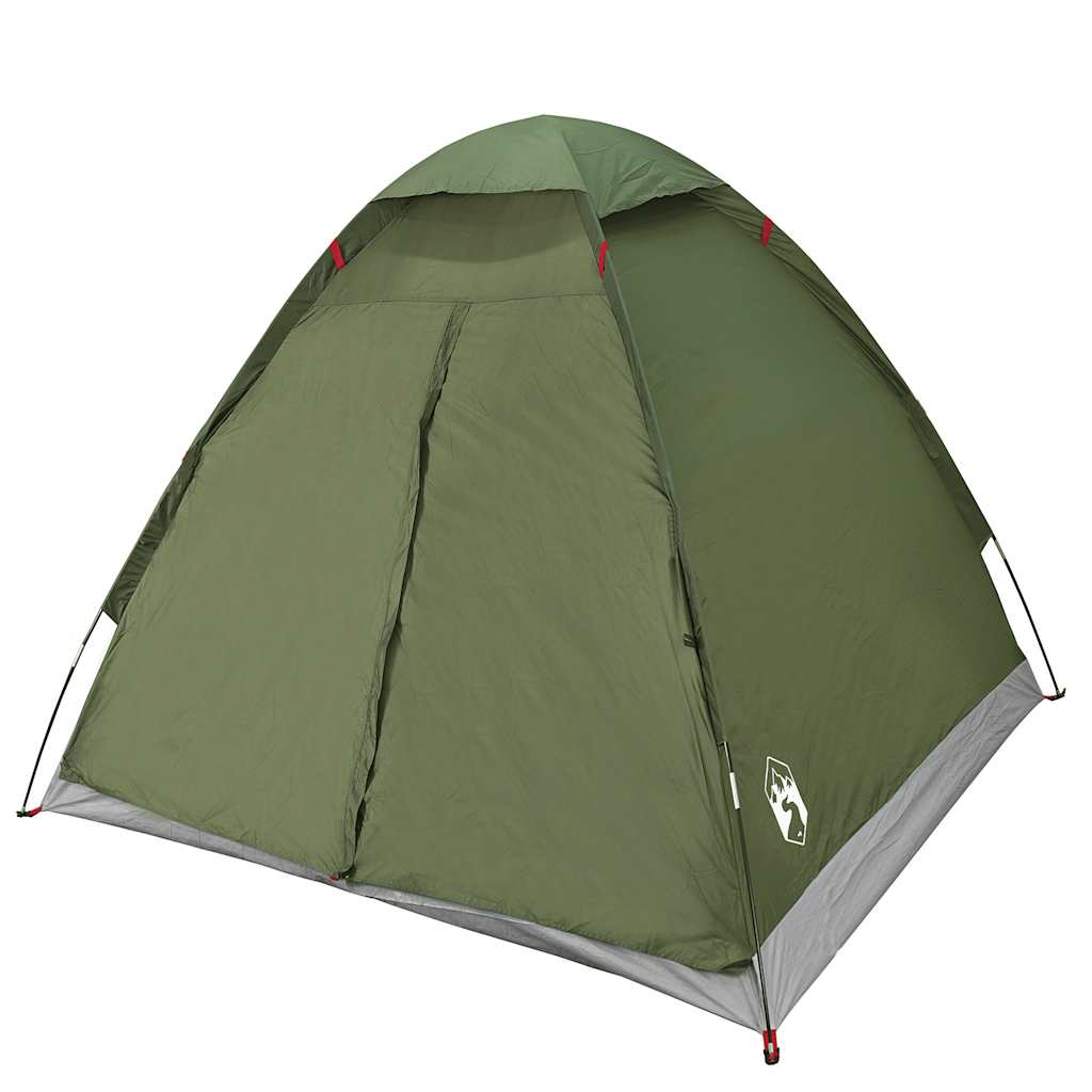 Detail van de olijfgroene vidaXL koepeltent met waterdichte buitenkant en ventilatierooster.