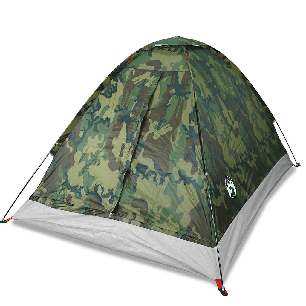Detail van de camouflage buitenkant van de vidaXL koepeltent met waterdichte eigenschappen.