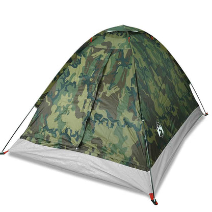 Detail van de camouflage buitenkant van de vidaXL koepeltent met waterdichte eigenschappen.