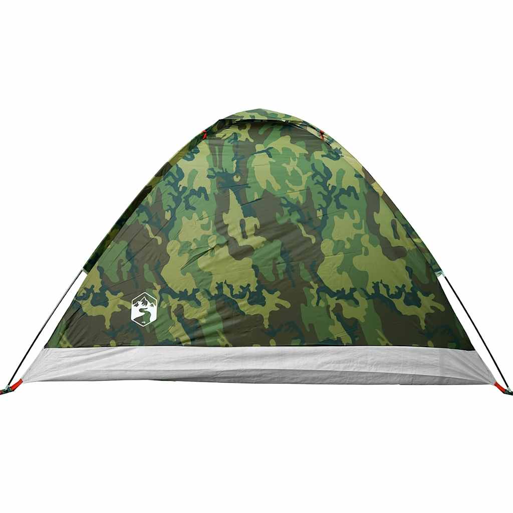 Detail van de camouflagedoek van de vidaXL 2-persoons koepeltent, zijaanzicht.