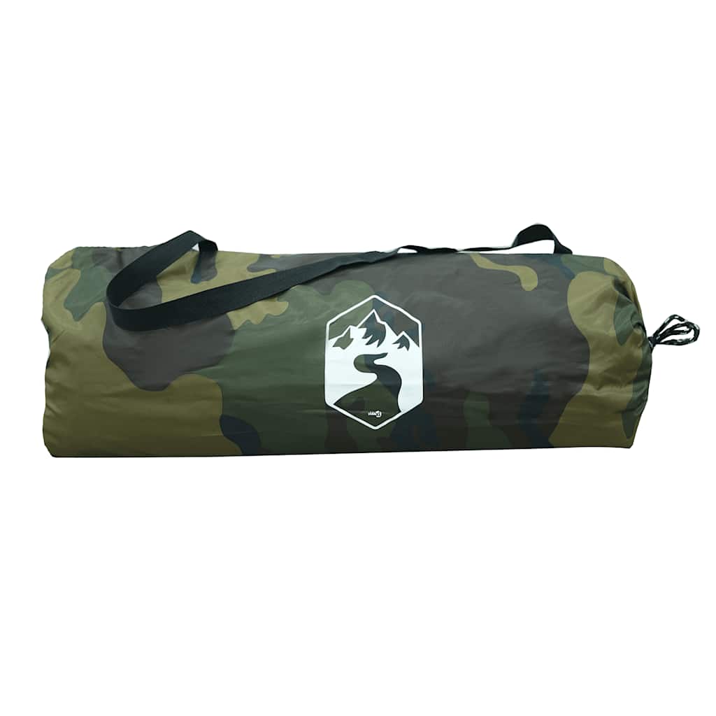Camouflage draagtas voor de vidaXL 2-persoons koepeltent, zijaanzicht.