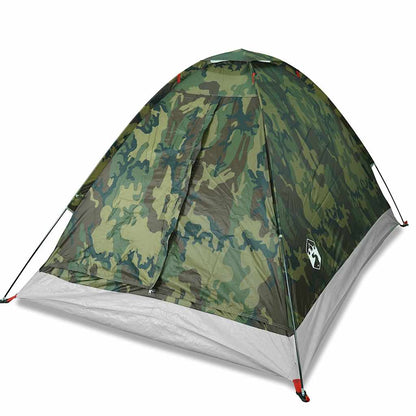 Detail van de vidaXL koepeltent in camouflage, zijaanzicht met waterdichte stof.