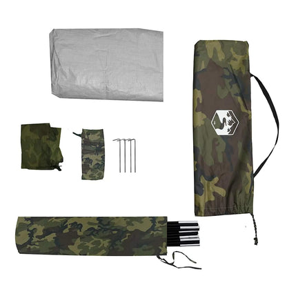 Camouflage tentaccessoires van vidaXL, inclusief stokken en haringen, in een opbergtas.