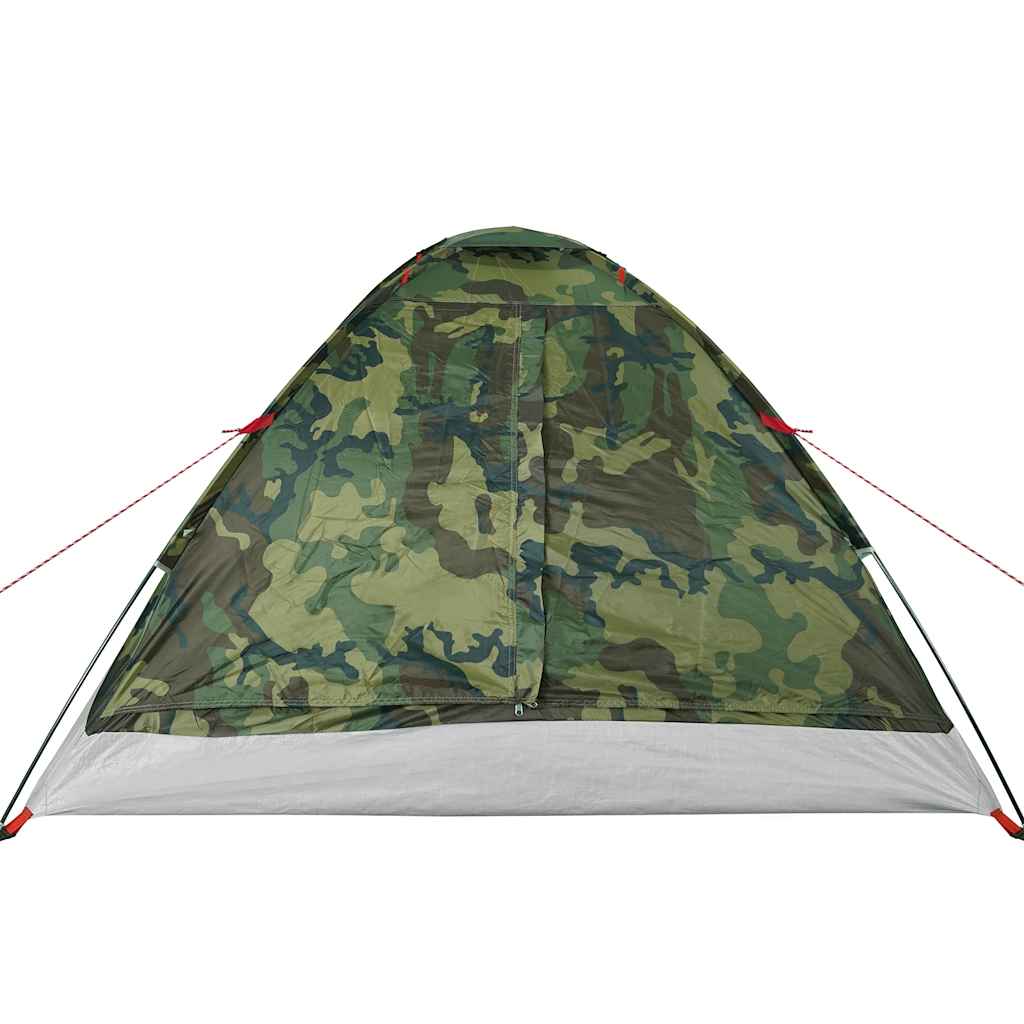 Zijaanzicht van de vidaXL koepeltent in camouflage, met waterdichte bekleding.