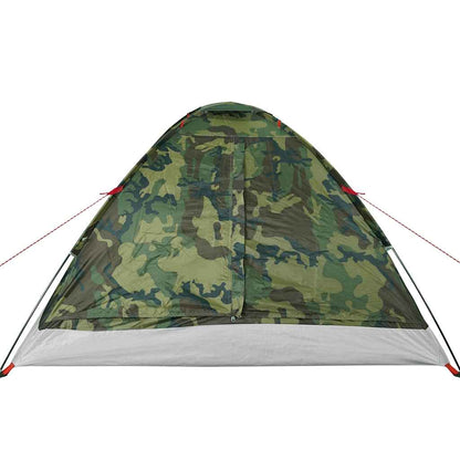 Zijaanzicht van de vidaXL koepeltent in camouflage, met waterdichte bekleding.