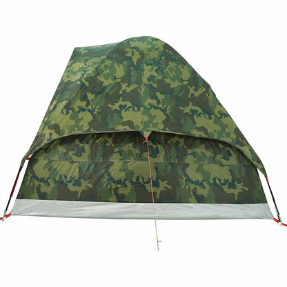 Zijaanzicht van de vidaXL koepeltent in camouflage, met waterdichte bovenkant.