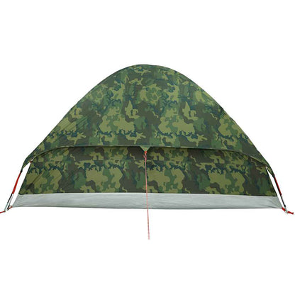 Zijaanzicht van de vidaXL 2-persoons koepeltent in camouflage, waterdicht ontwerp.